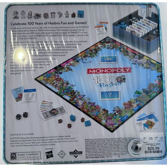 Monopoly 100 Years Of Hasbro Board‎ Game in 3D Raised Collectable Tin NEW SEALED - Picture 7 of 10
